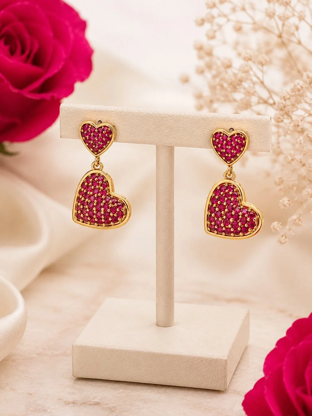 Kate Spade With All My Heart Pavé Drop Earrings in red.